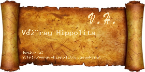 Váray Hippolita névjegykártya